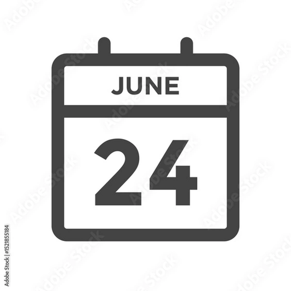 Fototapeta June 24 Calendar Day or Calender Date - Deadline or Appointment