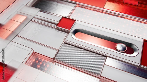 Fototapeta 3d ui cubes shape device with switcher and slider. illustration