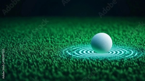 Fototapeta Sphere on Green Ripple Effect, Technology , Abstract