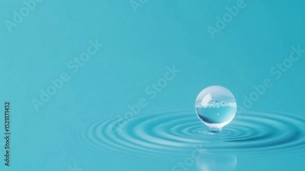 Fototapeta Water Sphere Ripple Effect on Teal Background, Water, Texture