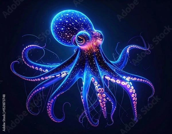 Fototapeta Futuristic digital rendering of a squid