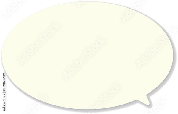 Fototapeta ドロップシャドウのついた、薄い黄色の楕円形のシンプルなふきだし。