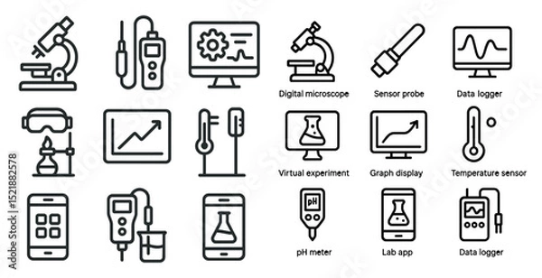 Obraz Scientific instruments and data analysis tools for virtual experiments