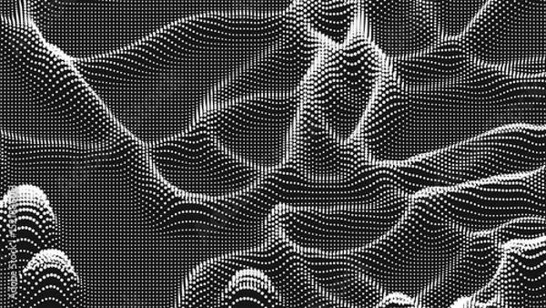 Fototapeta Point wave threads texture. Abstract dot background. Technological cyberspace background.