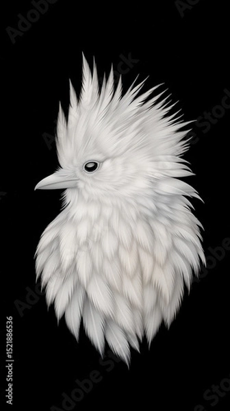 Obraz A striking illustration of a white bird showcasing intricate feather patterns and a distinctive look.