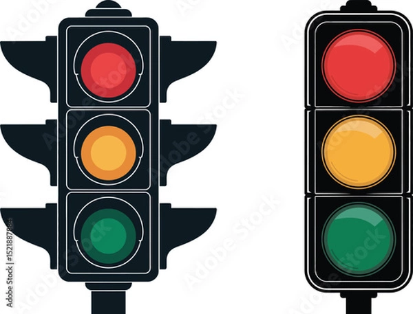 Obraz Traffic Light Signal Vector – Red Yellow Green Stoplight Illustration