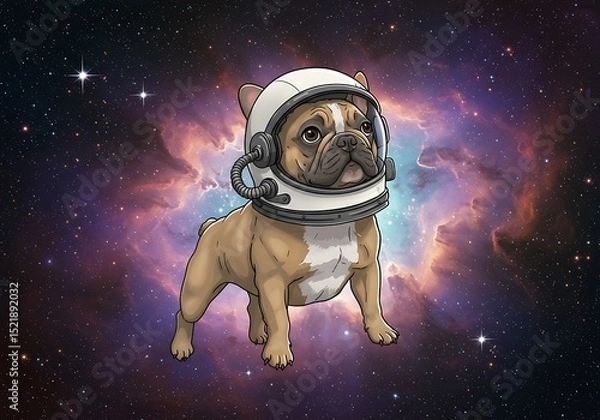 Obraz French Bulldog in Space with Cosmic Background