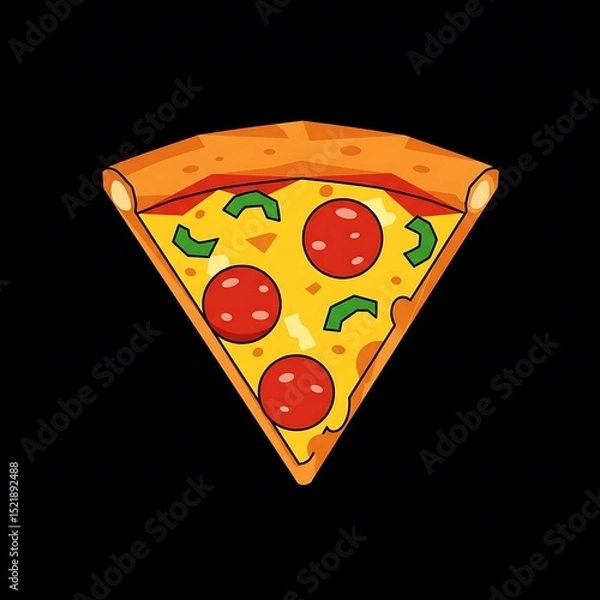 Obraz Cartoon Pizza Slice with Pepperoni