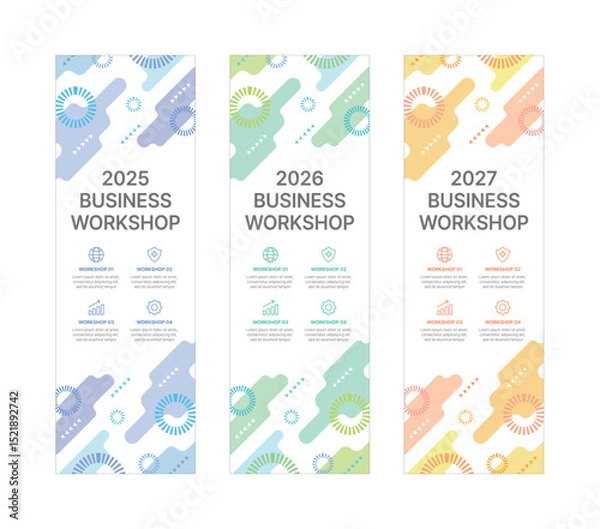 Obraz Modern business banner templates with abstract geometric patterns. Perfect for workshops, events, conferences, presentations, or branding projects, combining style and professionalism.