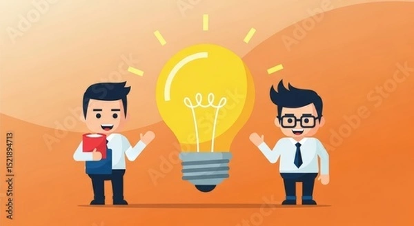 Fototapeta Brilliant Idea Two Businessmen Collaborating on Innovative Solutions and Strategic Planning