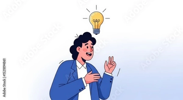 Fototapeta Brilliant Idea  A Person Experiencing a Eureka Moment, Creative Inspiration, Innovative Thinking, Problem Solving, Solution Discovery