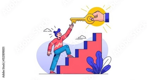 Fototapeta Unlocking Success A Helping Hand on the Path to Achievement, Growth, and Opportunity