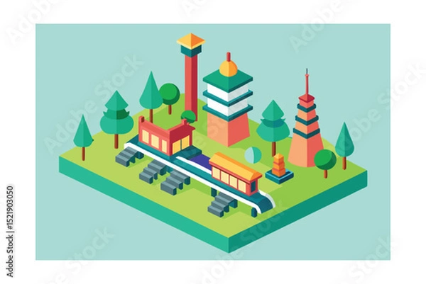Fototapeta vector illustration of a castle with trees