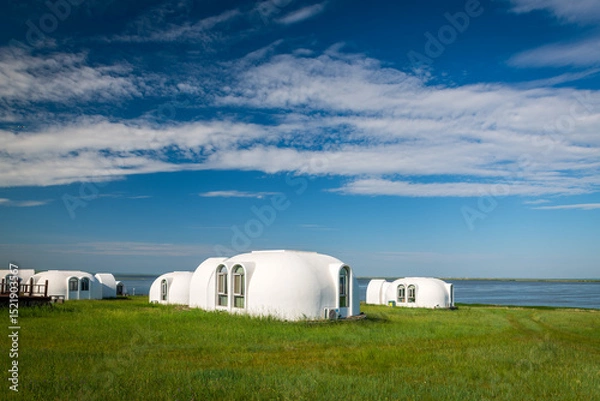Fototapeta The space capsule building on the Hohhotonor Grassland in Hulunbuir City, Inner Mongolia Autonomous Region, China