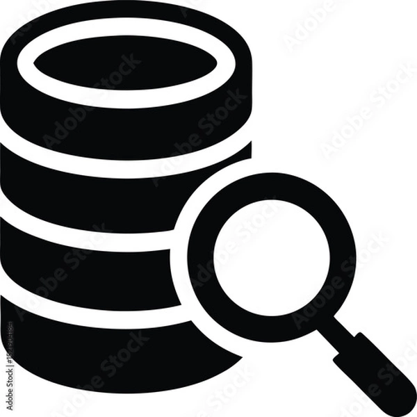 Obraz database and magnifying glass icon representing 