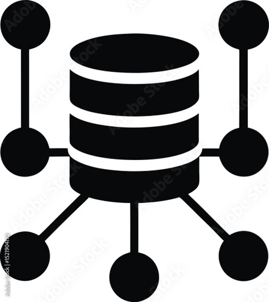 Obraz database icon with network nodes