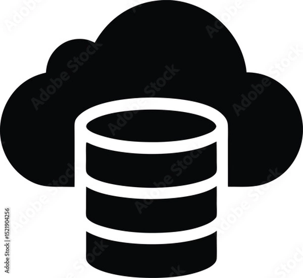 Obraz flat icon of database with cloud overlay