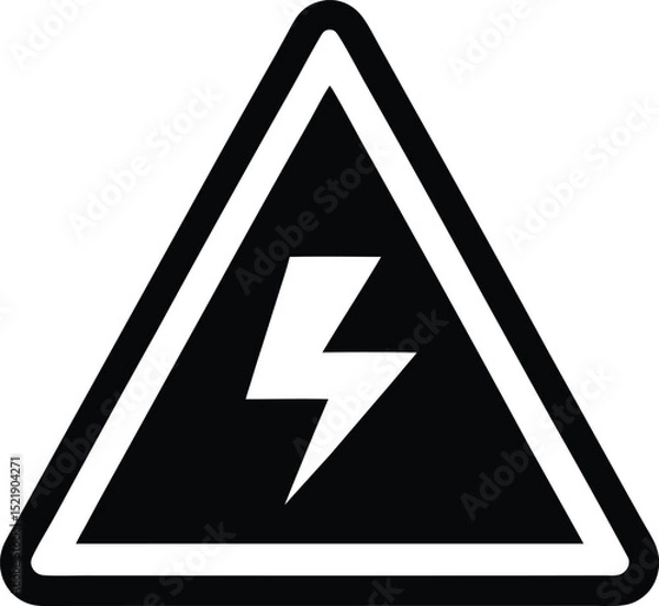 Obraz high voltage caution icon thick triangle outline