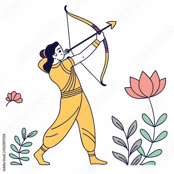 Fototapeta Archery Rama Ancient Warrior With Bow & Arrow