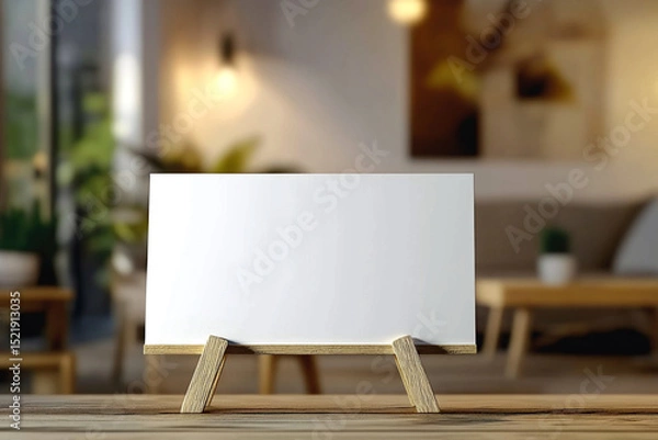 Fototapeta Blank White Canvas on Easel in Art Studio Interior

