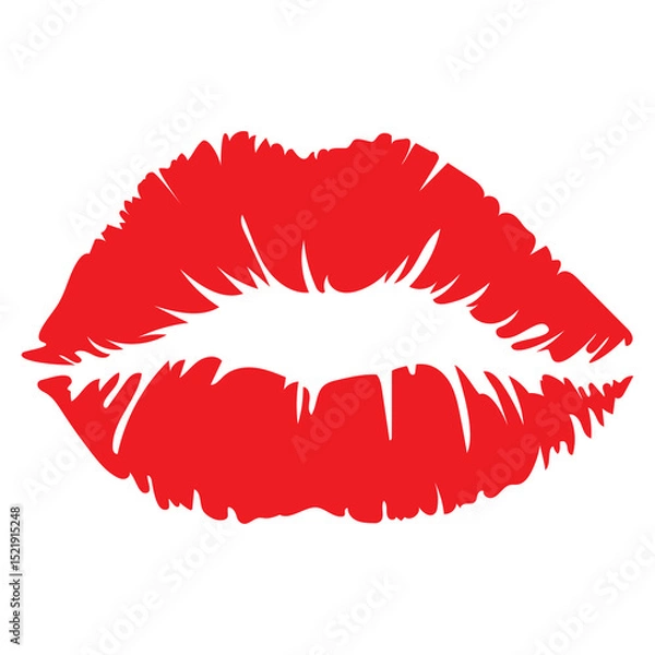 Fototapeta Kiss red print  vector cartoon illustration isolated on white