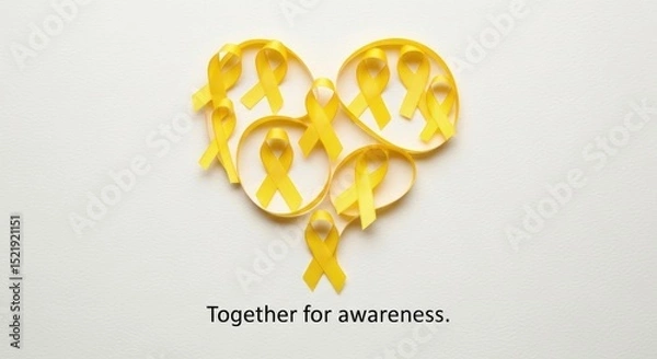 Obraz Yellow ribbon heart symbolizing sarcoma and bone cancer awareness and support