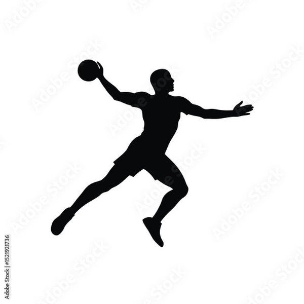 Obraz Handball Player Pass Vector Silhouette