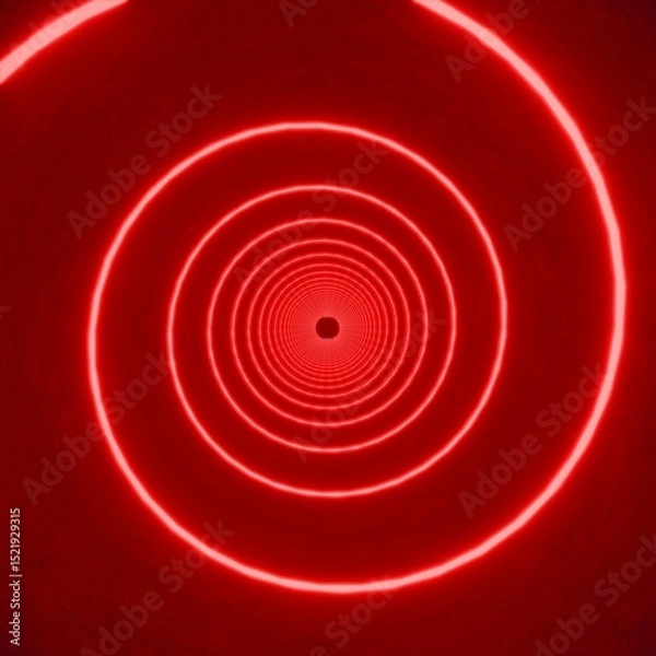 Obraz red lighting with empty tunnel space, 3d rendering sci-fi concept