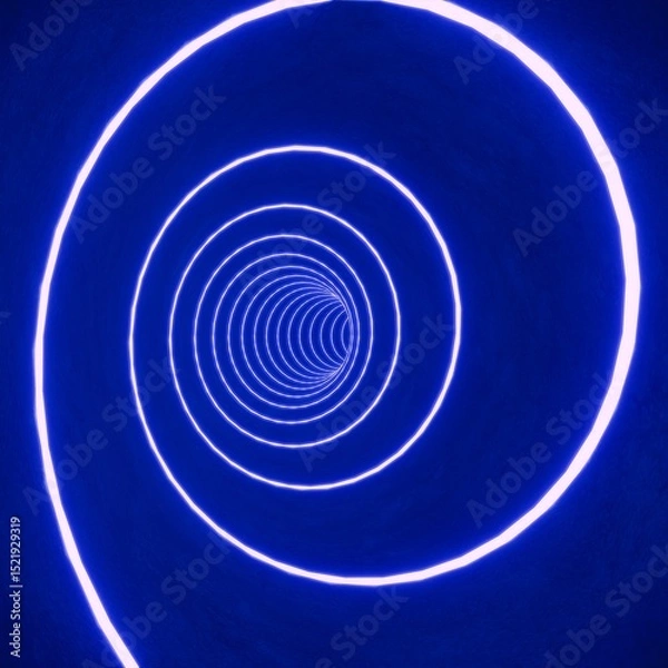 Obraz blue lighting with empty tunnel space, 3d rendering sci-fi concept