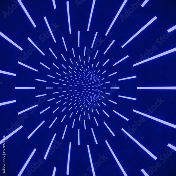 Fototapeta blue lighting with empty tunnel space, 3d rendering sci-fi concept