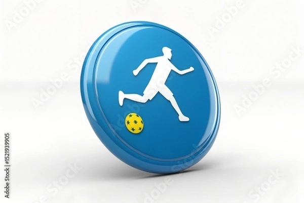 Fototapeta Soccer player icon blue circle 3d render sports graphic