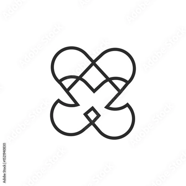 Fototapeta Elegant Abstract Monogram Logo Minimalist Geometric Line Art Symbol for Luxury Brand, Fashion, Tech & Modern Identity Design.