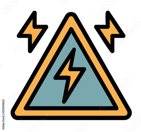 Fototapeta Electrical Hazard, High Voltage Warning, Lightning Bolt Icon, Danger Sign, Electricity Symbol, Power Warning, Energy Alert, Thunder Icon, Warning Triangle, Electrical Safety, Bolt of Electricity, Shoc