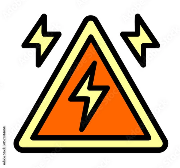 Fototapeta Electrical Hazard, High Voltage Warning, Lightning Bolt Icon, Danger Sign, Electricity Symbol, Power Warning, Energy Alert, Thunder Icon, Warning Triangle, Electrical Safety, Bolt of Electricity, Shoc