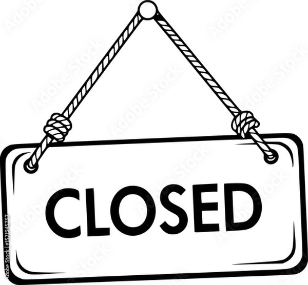 Obraz Hanging closed sign with rope illustration
