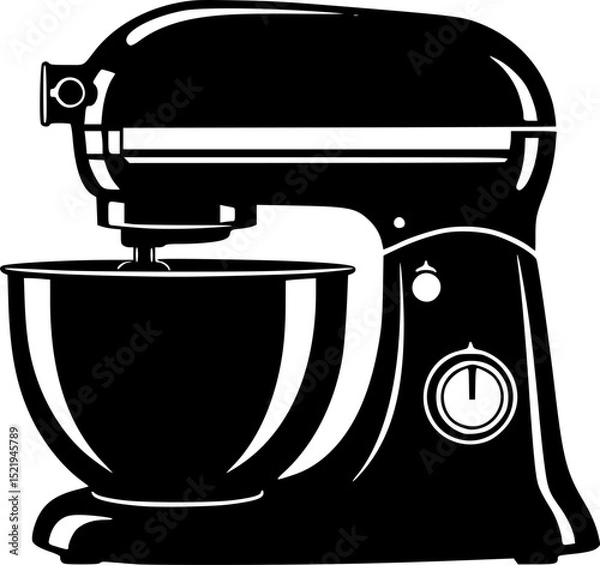 Obraz Stand mixer with bowl kitchen appliance silhouette vector illustration
