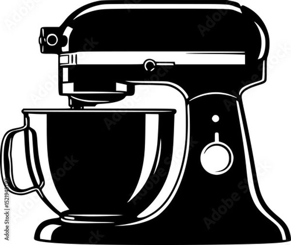 Obraz Stand mixer with bowl kitchen appliance silhouette vector illustration

