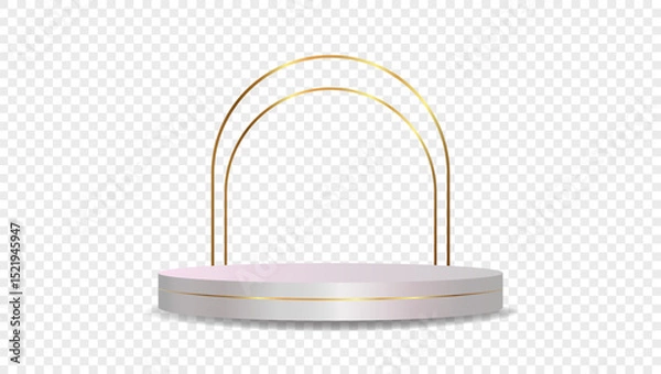 Fototapeta Podium white on transparent background Vector 3d. Template Stand for product presentation studio showroom awards. Product display mockup.