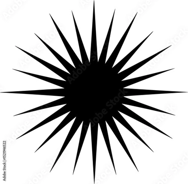 Obraz Geometric sunburst with sharp rays black silhouette vector illustration
