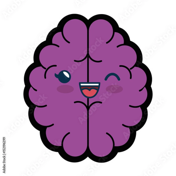 Fototapeta kawaii brain icon over white background. colorful design. vector illustration