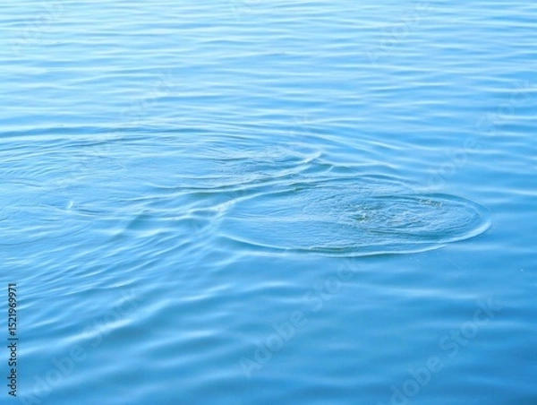 Fototapeta Calm blue water surface with gentle ripples and circular patterns creating a peaceful and soothing atmosphere