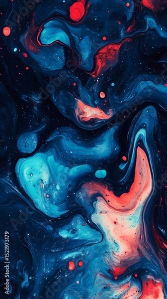 Obraz Digital technology blue red liquid paint pattern texture illustration poster background