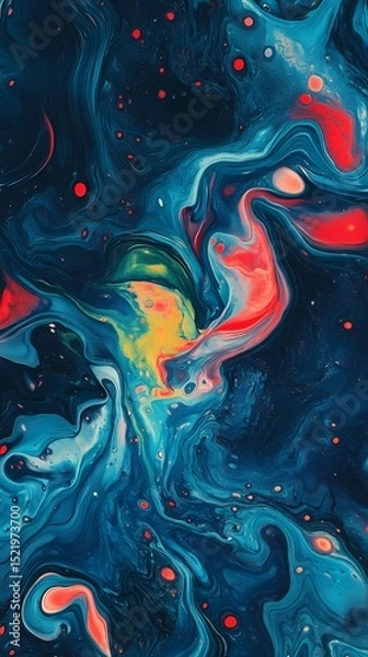 Obraz Digital technology blue red liquid paint pattern texture illustration poster background