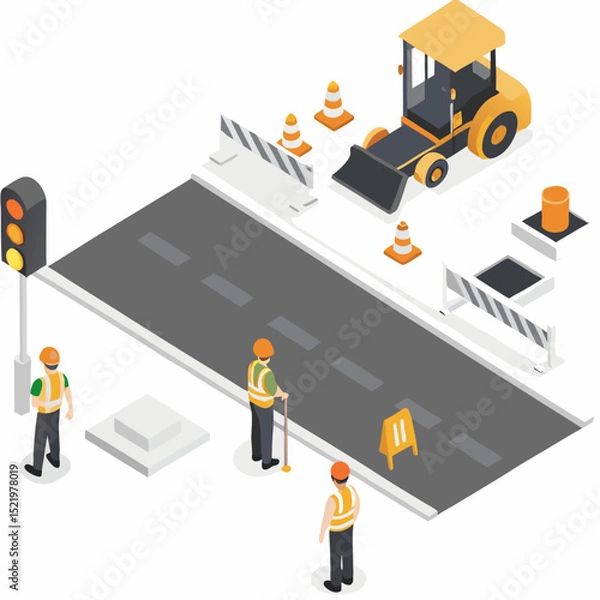 Fototapeta vector illustration of a construction worker with tools