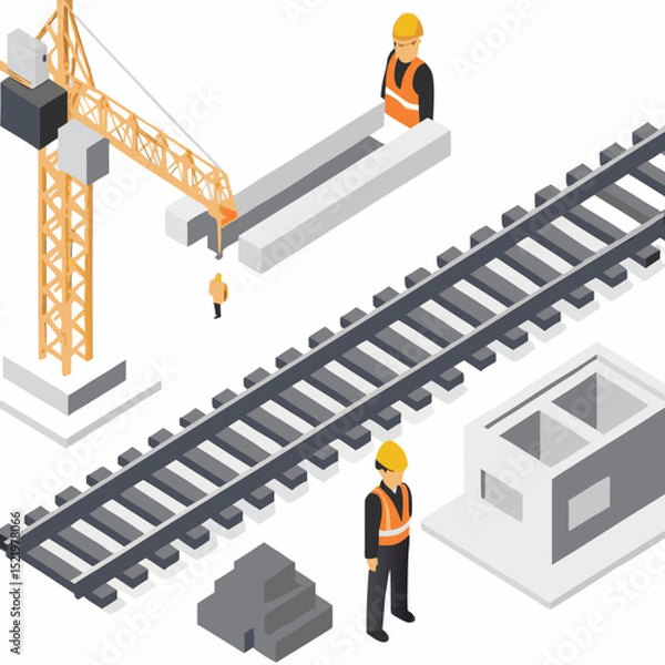 Fototapeta construction workers with building blocks