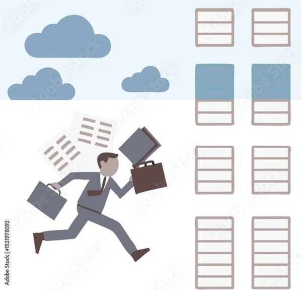 Fototapeta business man and cloud computing