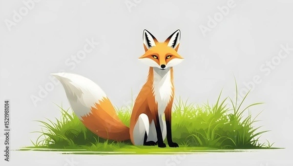 Obraz Minimalist Calm Fox Sitting Illustration