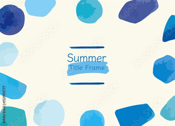 Obraz 夏の海のイメージ 水彩で描いた爽やかなシーグラスのタイトルフレーム