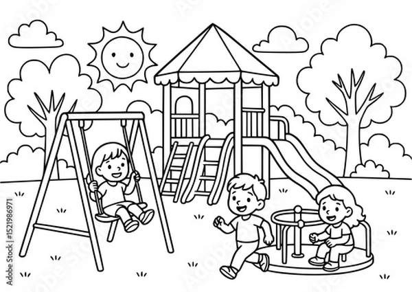 Fototapeta Playground Activity Coloring Page