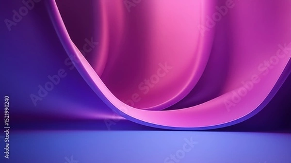 Fototapeta Abstract vector background with purple-blue gradient and central pink dimensional shape, minimalist modern design, high detail hyper-realistic HD style. Ideal for digital art, web graphics, social med